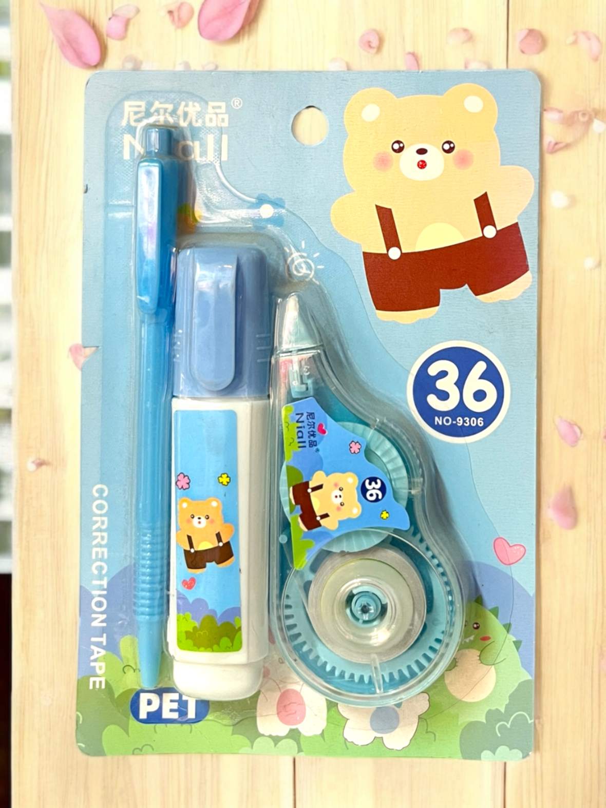 COMBO CORRECTOR LIQUIDO + CINTA + LAPICERO