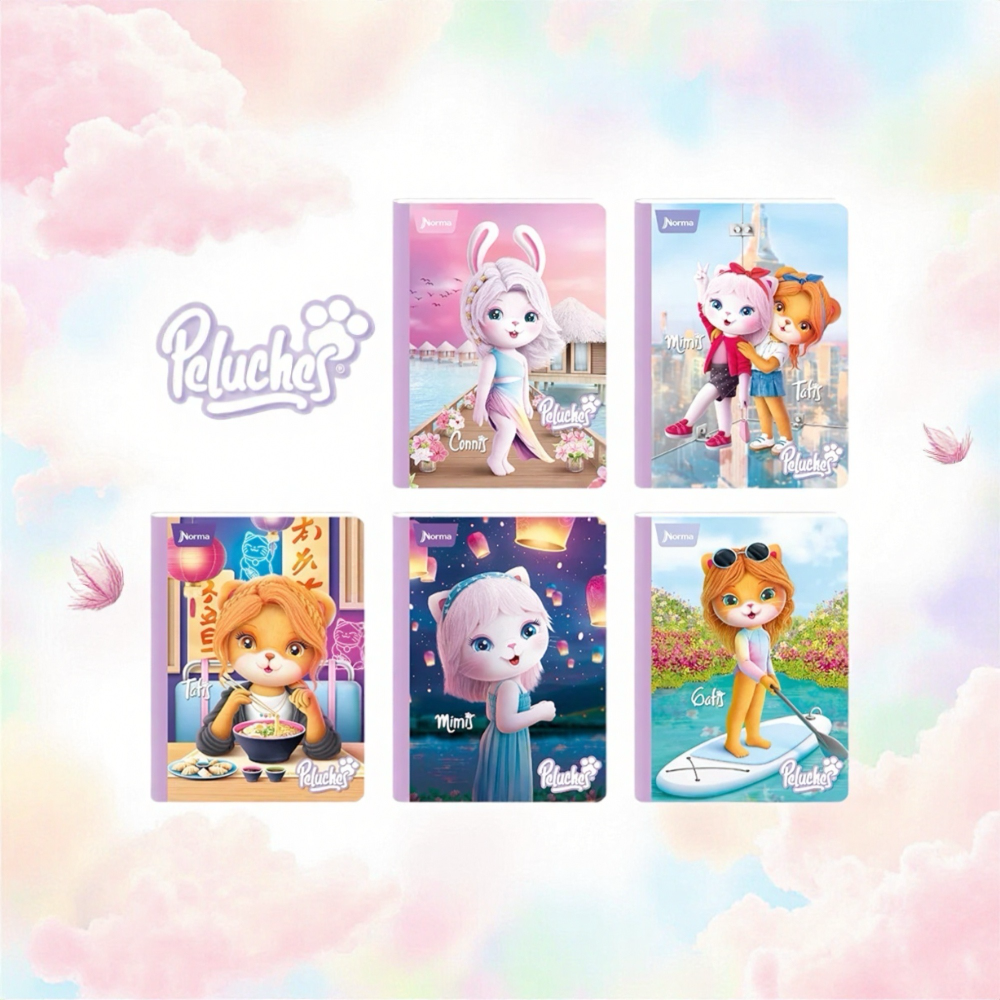 CUADERNO PELUCHES CUADRICULADO 100 HOJAS