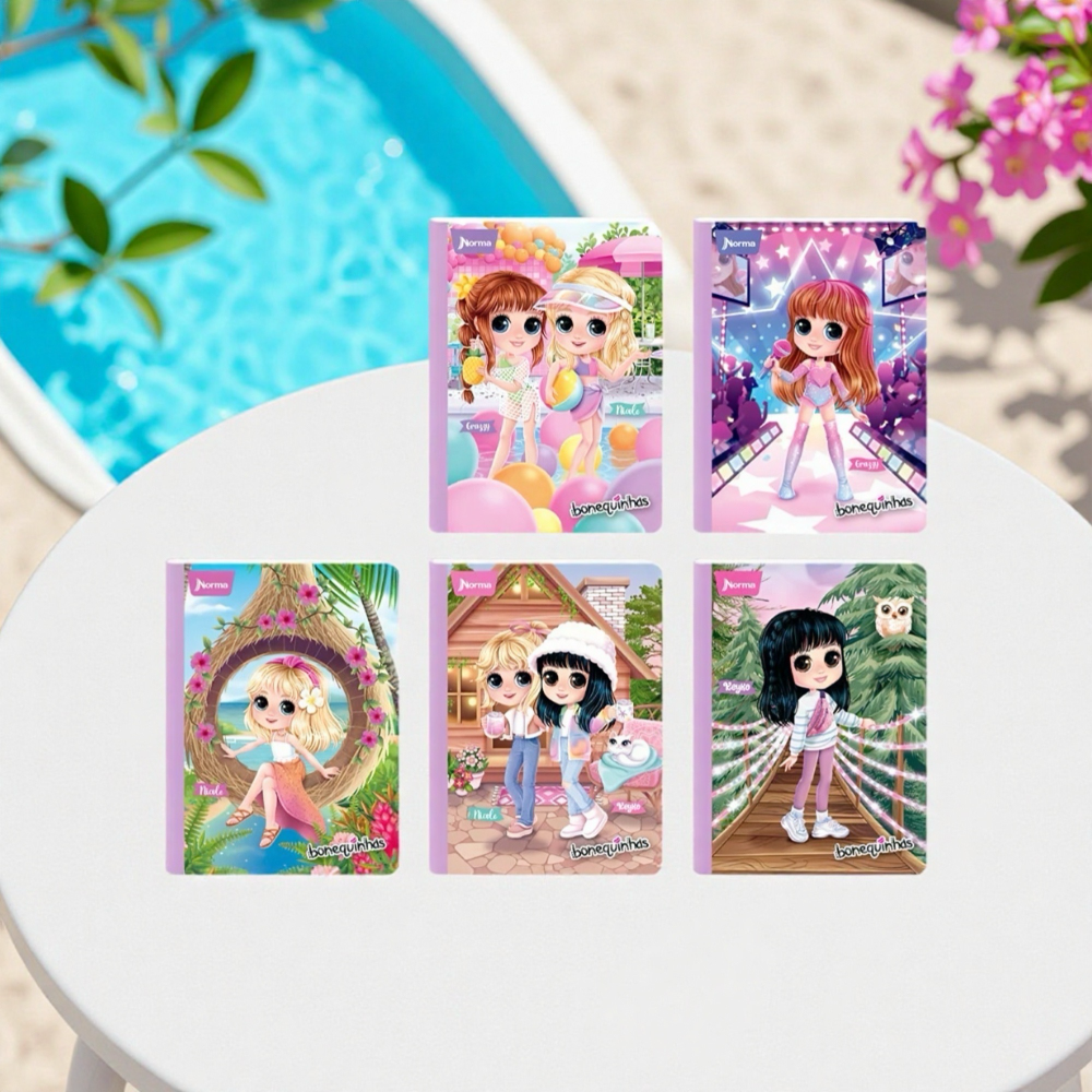 CUADERNO BONEQUINHAS CUADRICULADO 100 HOJAS