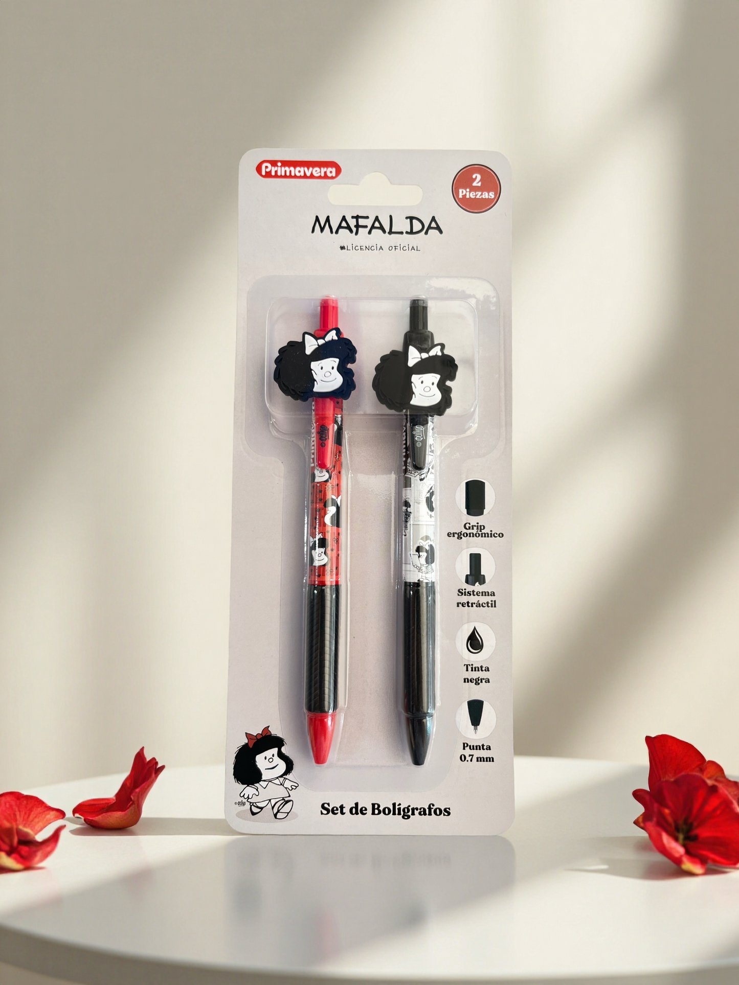SET X2 DE BOLIGRAFOS CON PINES MAFALDA