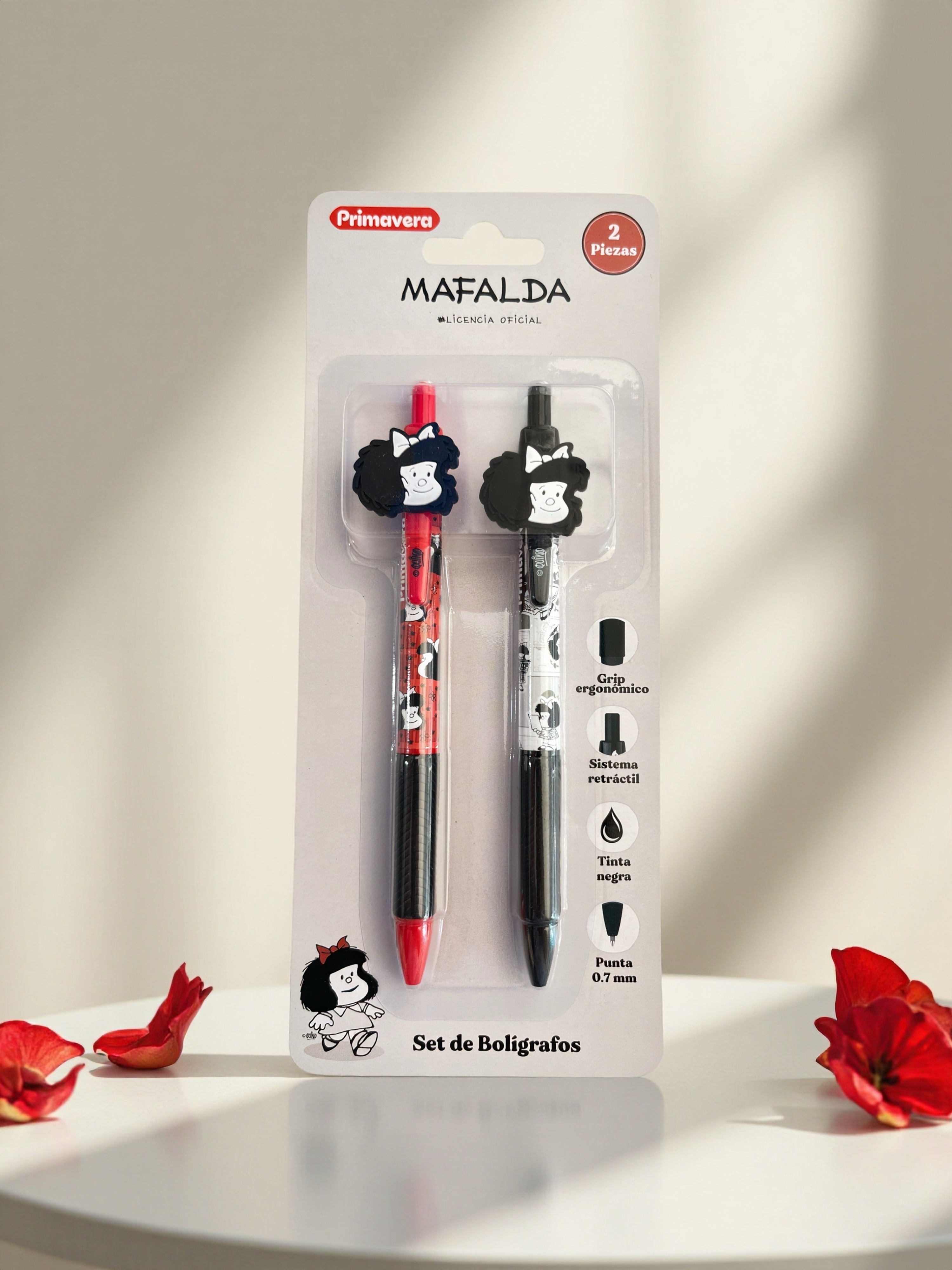 SET X2 DE BOLIGRAFOS CON PINES MAFALDA