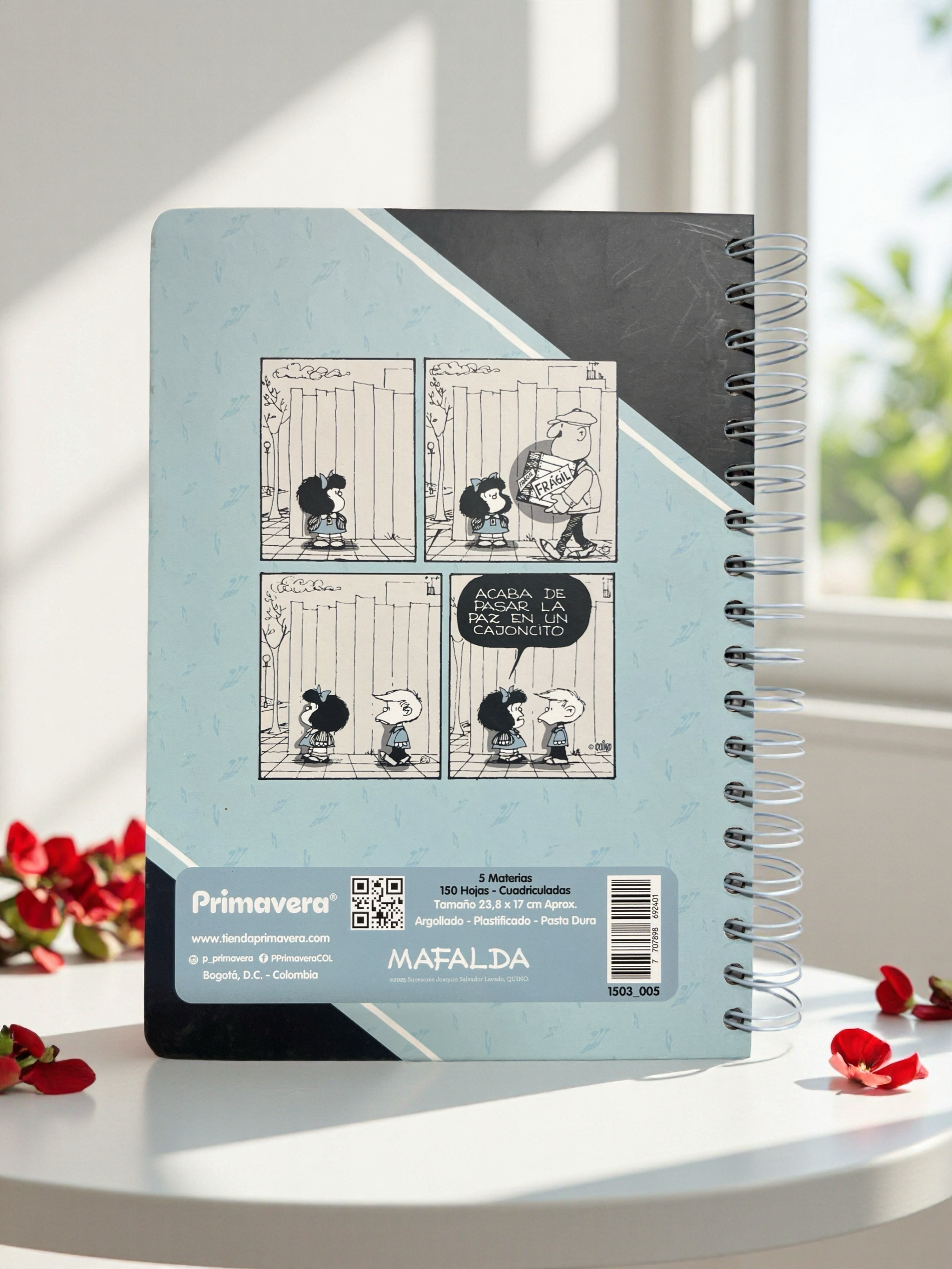 CUADERNO ARGOLLADO 5 MATERIAS MAFALDA