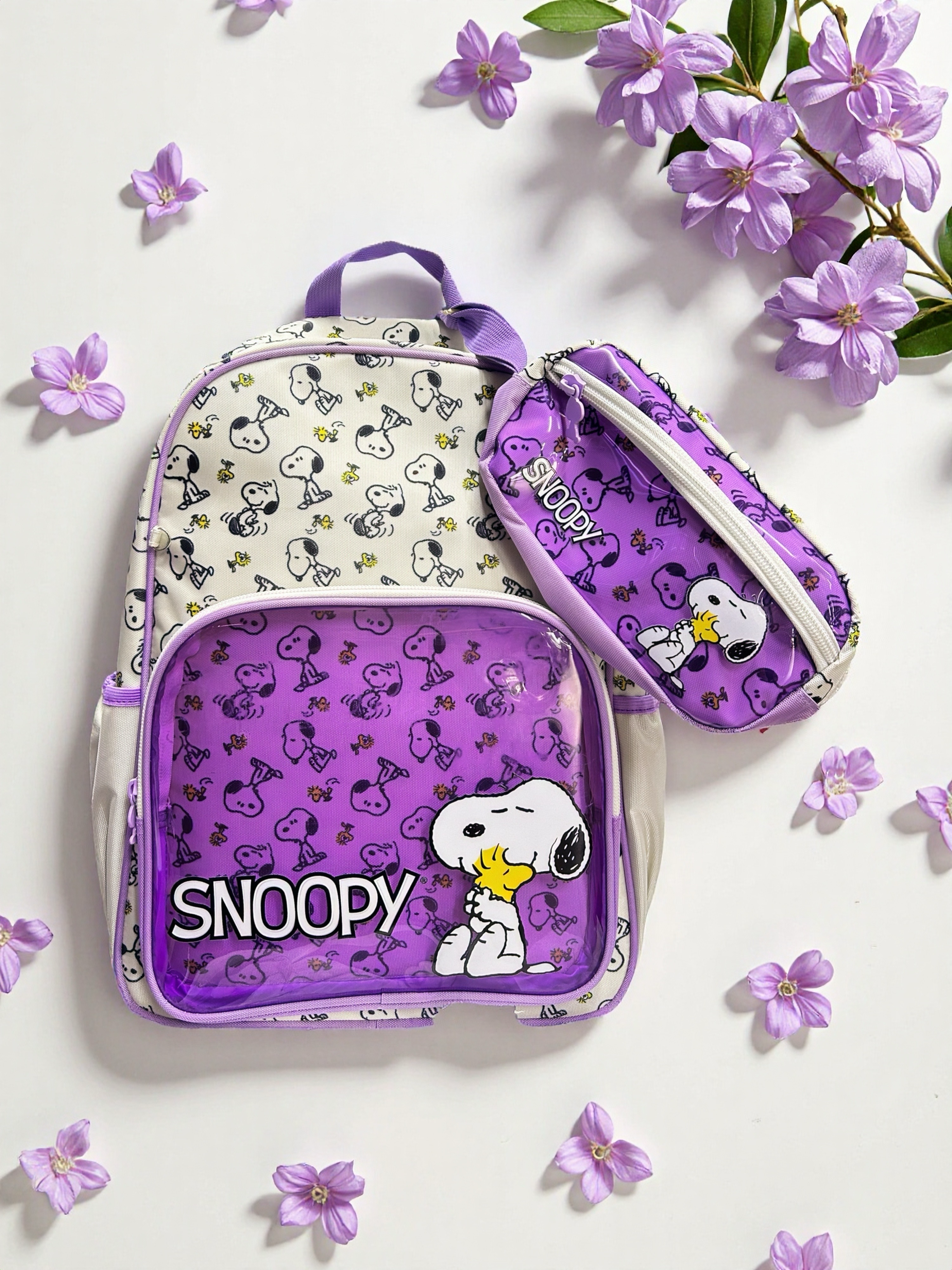 MALETIN + CARTUCHERA SNOOPY LILA