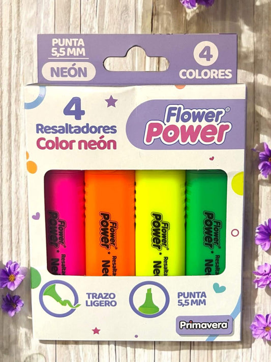 RESALTADORES NEON FLOWER POWER X4