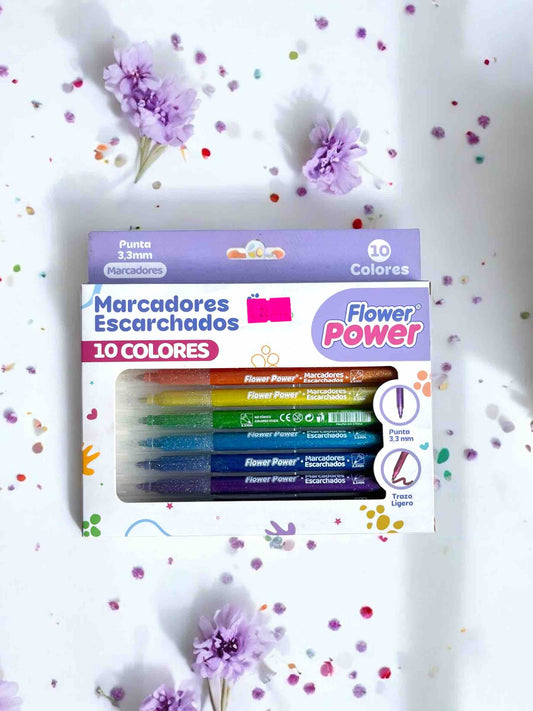 MARCADORES ESCARCHADOS X10