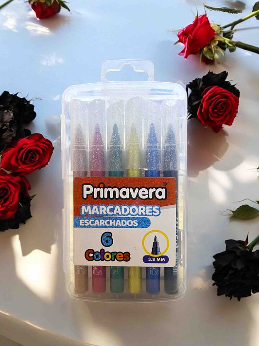 MARCADORES ESCARCHADOS X6