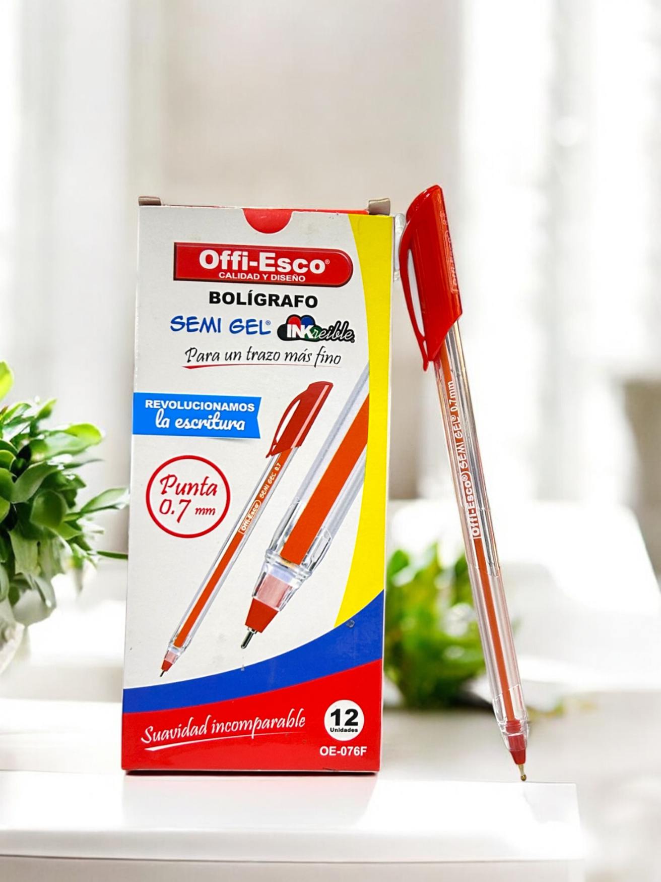 CAJA LAPICERO ROJO OFFI-ESCO