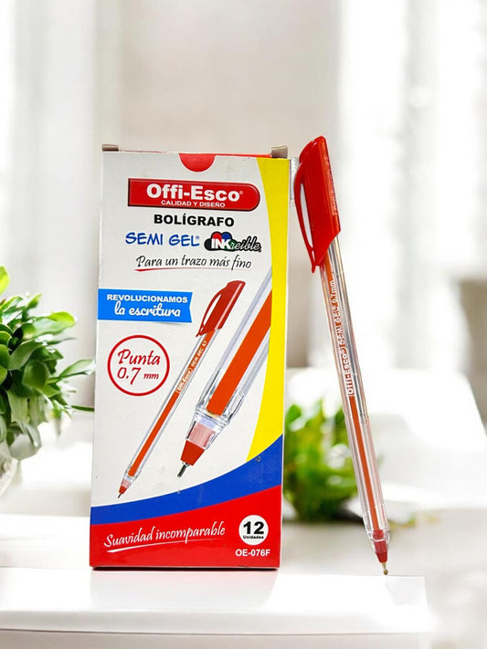 CAJA LAPICERO ROJO OFFI-ESCO
