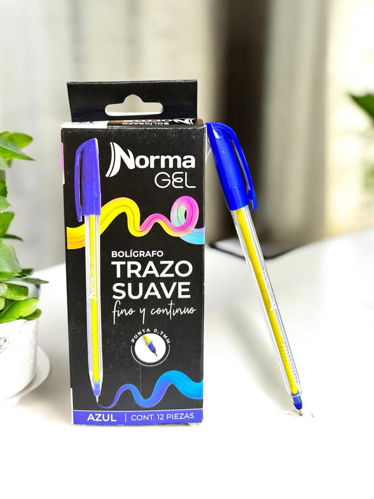 CAJA LAPICERO AZUL GEL NORMA